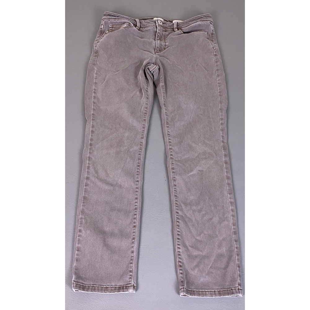 J. Jill Authentic Fit Slim Ankle Pants Women's Size 6 Taupe Gray Stretch Denim‎